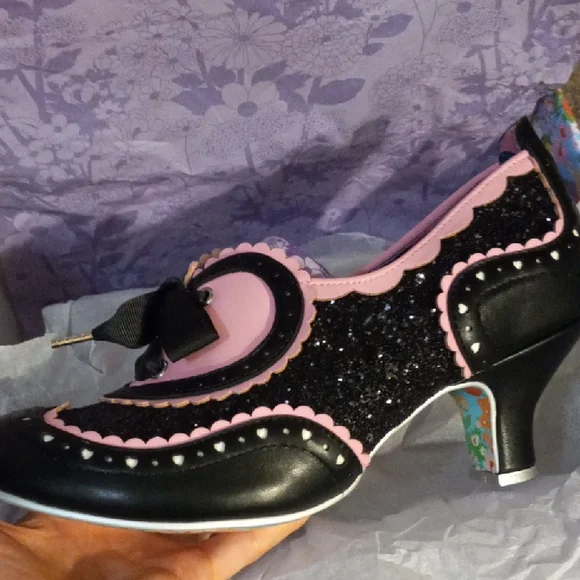 New Glitter Black JAZZ CAT IRREGULAR CHOICE heels, size 10.5, 41 - Picture 2 of 11